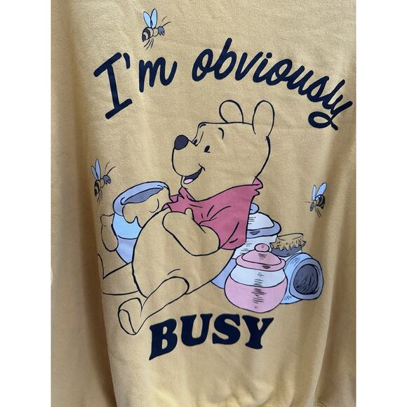 Disney Womens Sweatshirt Size 3XL Graphic Winnie the Pooh Yellow Crewneck - Picture 2 of 11